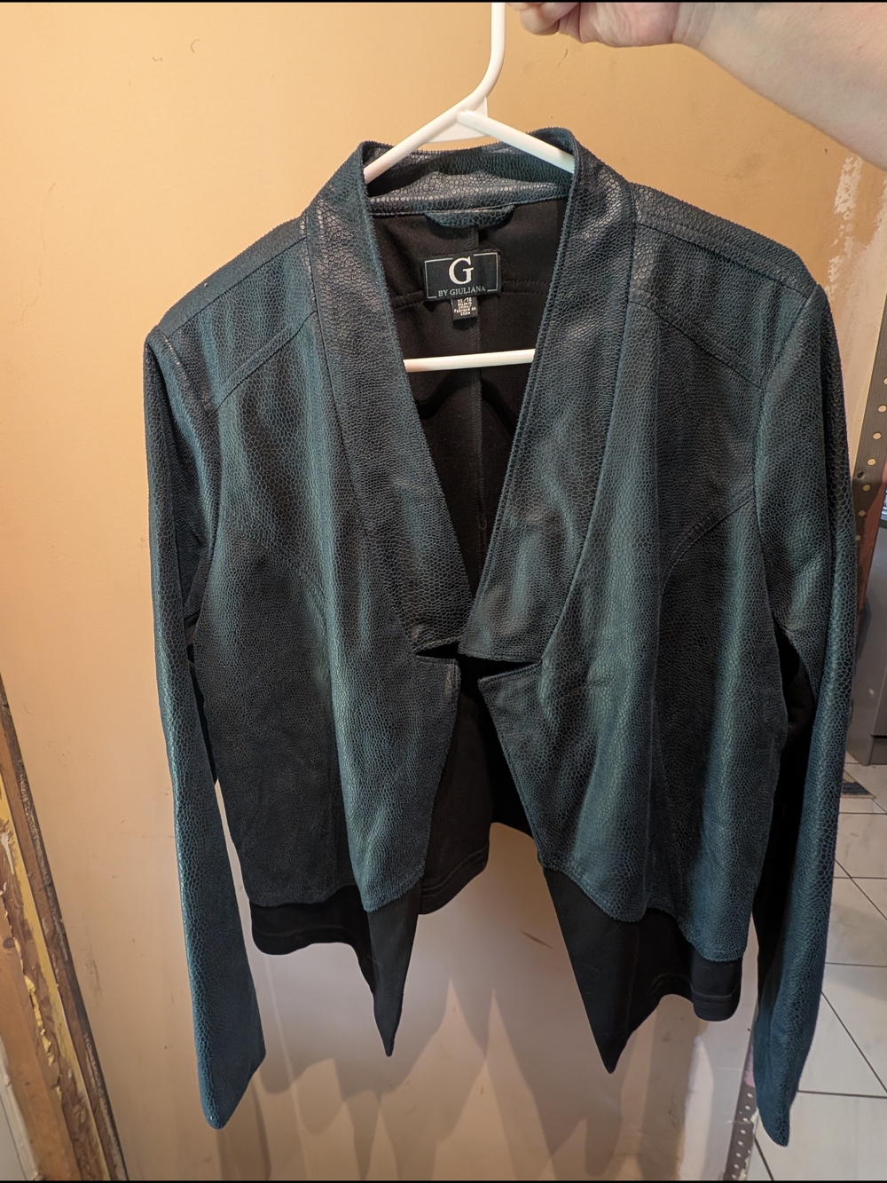 G by Giuliana Dark Teal Draped Open-Front Blazer